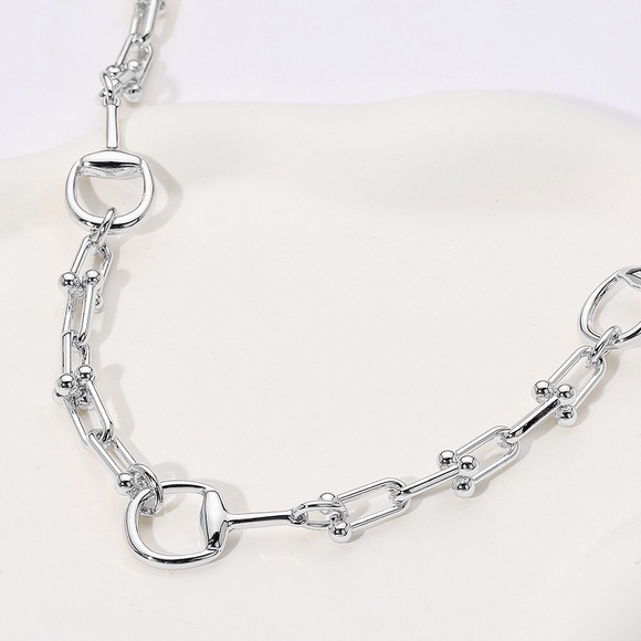Equestrian Horse bit 14KGP Link Chain Necklace - Picture 1 of 4